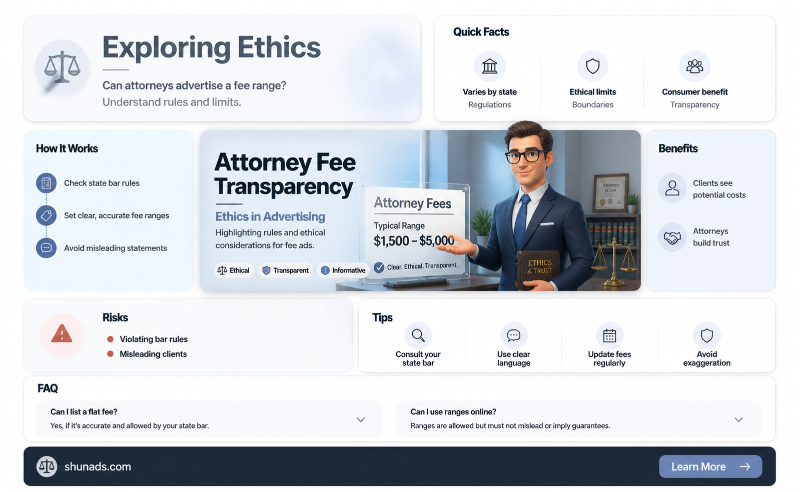 can an attorney advertise a range of fees