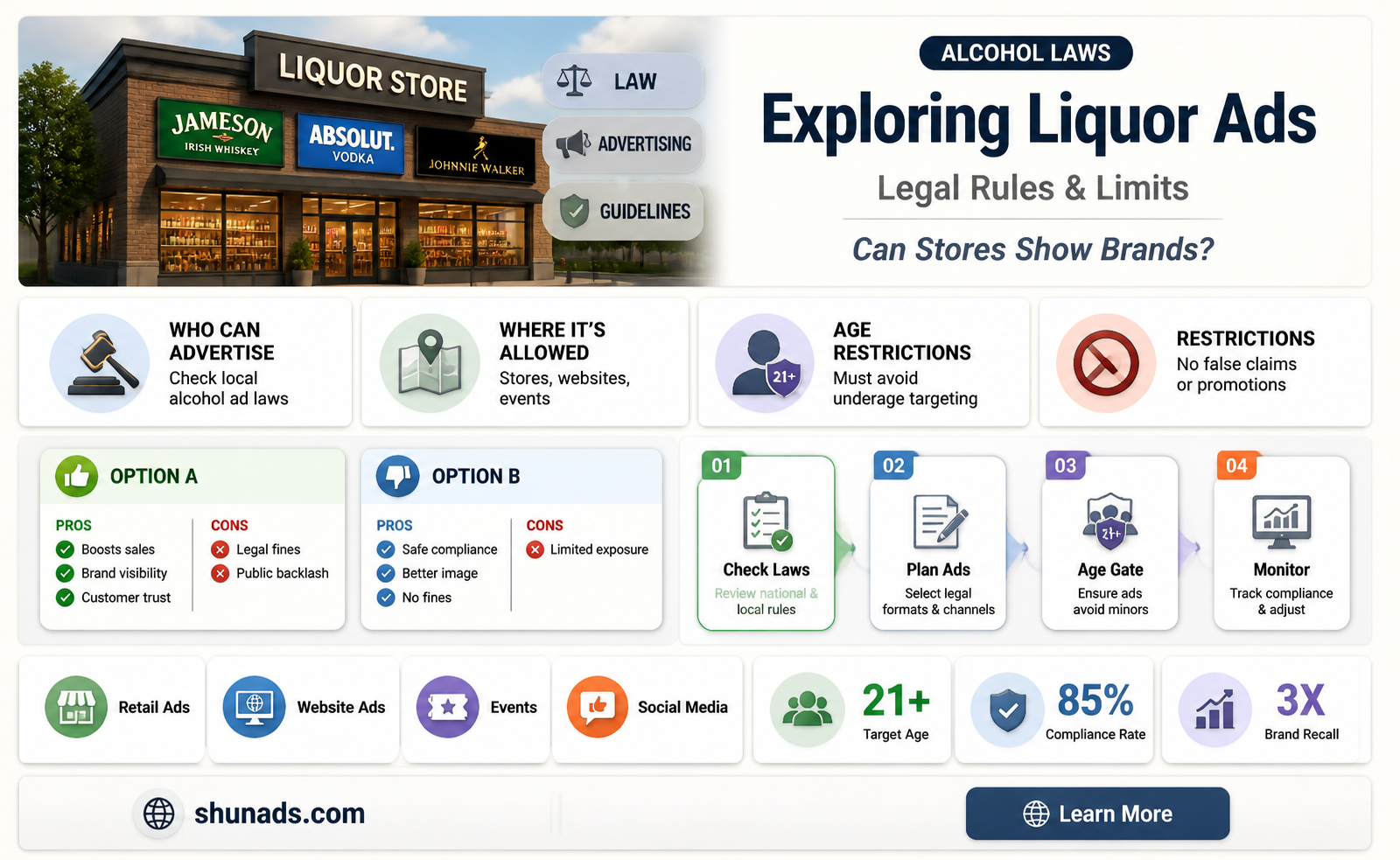 can a liquor store advertise brands
