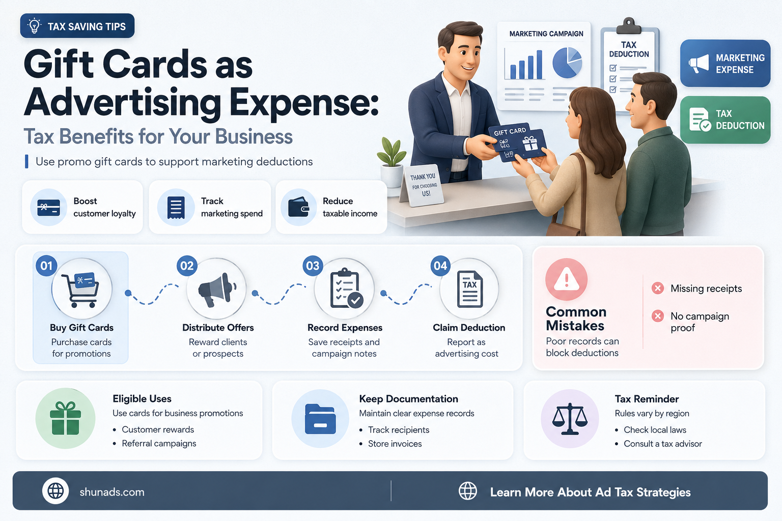 can my company give away gifts cards as advertising expense