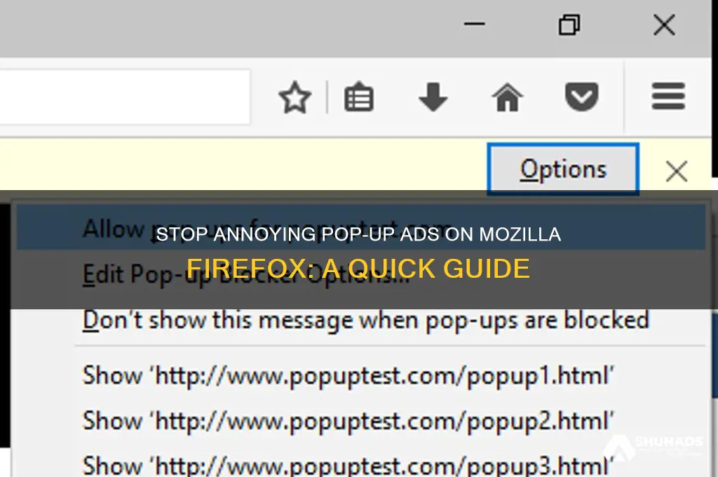 how can i stop pop up advertisements on mozella firefox