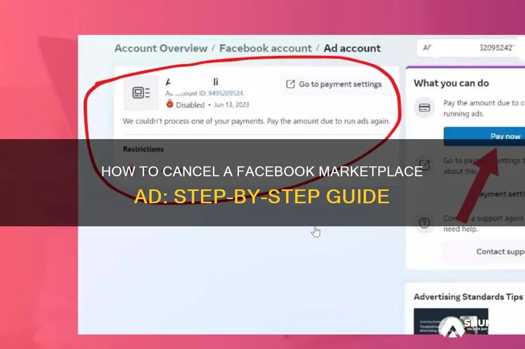 how do i cancel a facebook marketplace advertisement