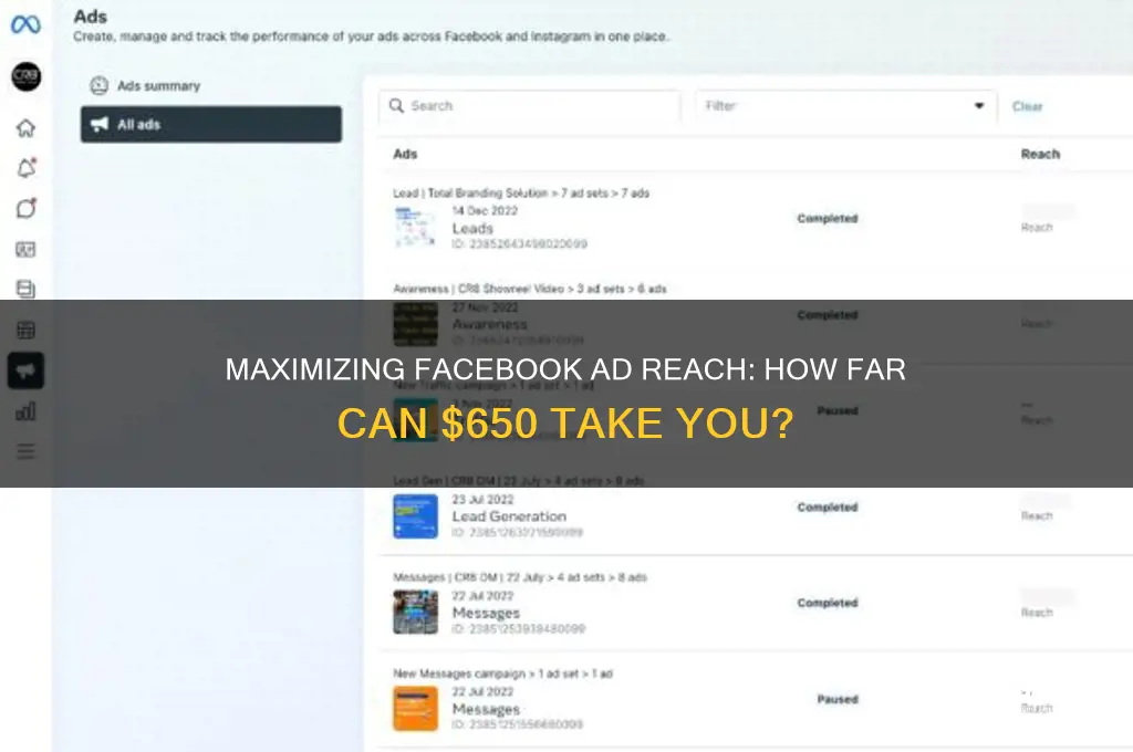 how many people will 650 dollars in facebook advertising reach