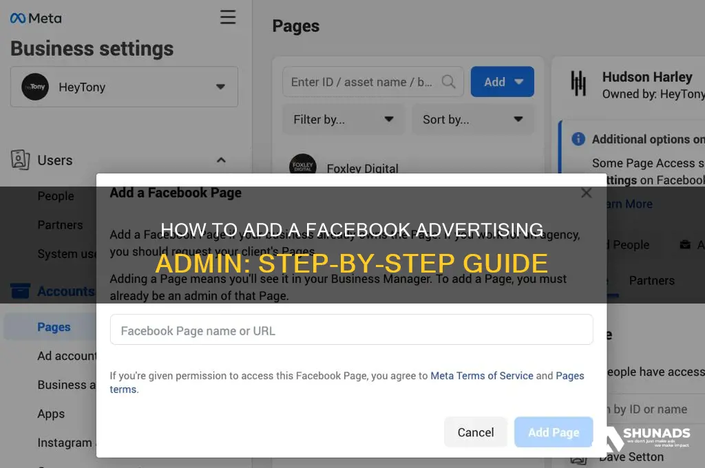 how to add a facebook advertising admin