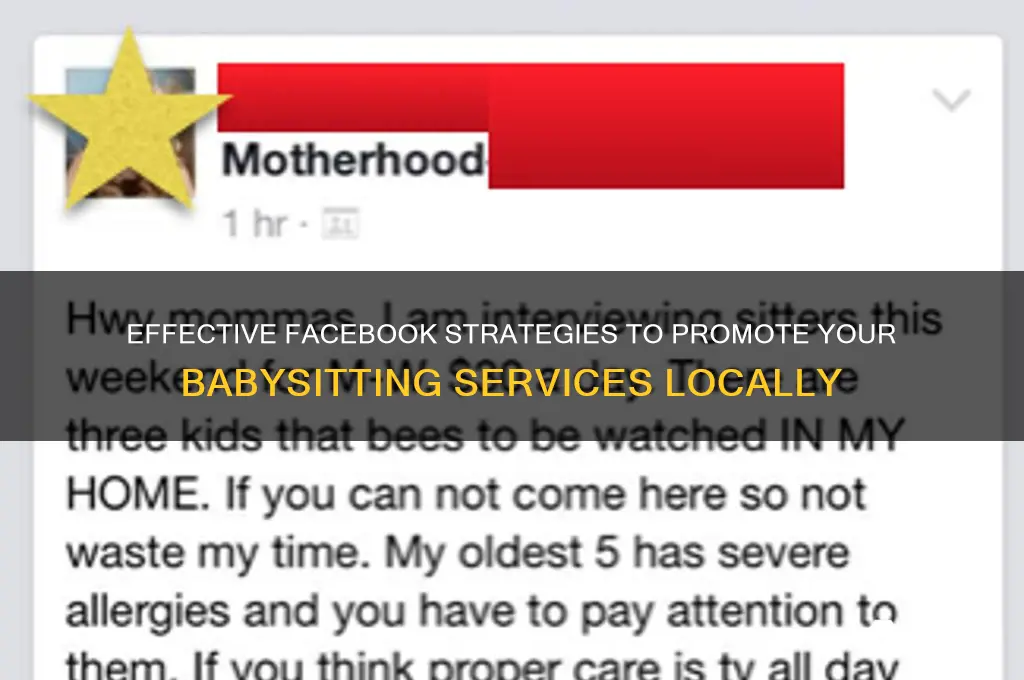how to advertise babysitting on facebook