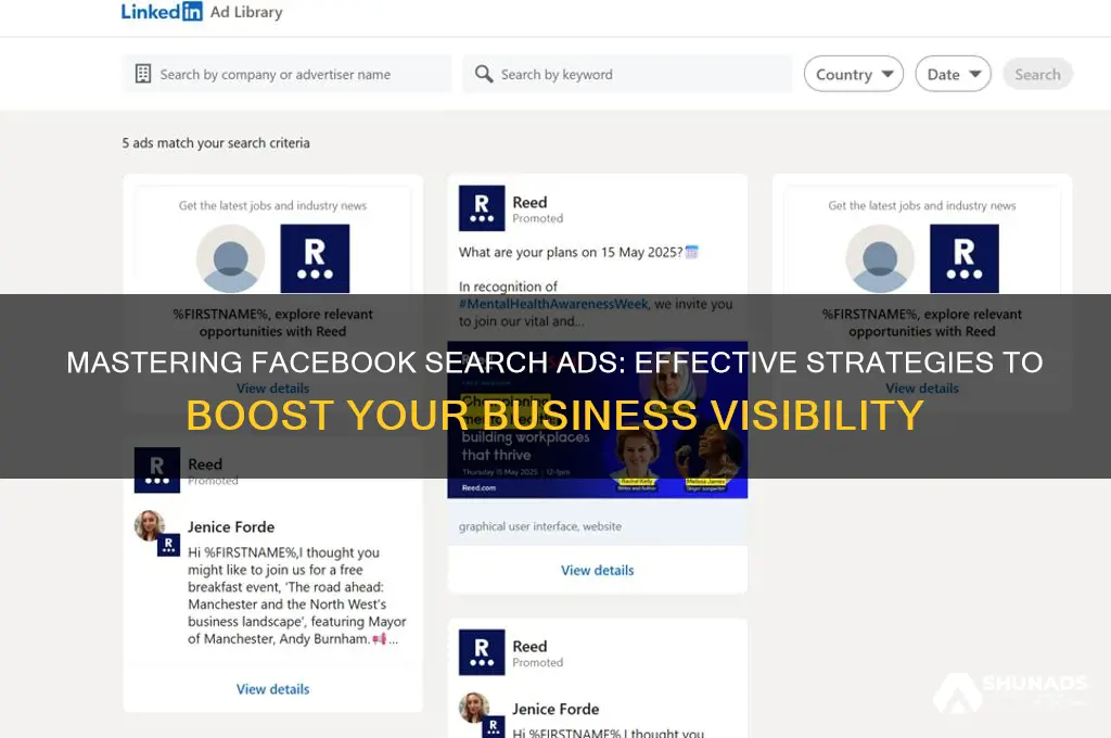 how to advertise facebook search
