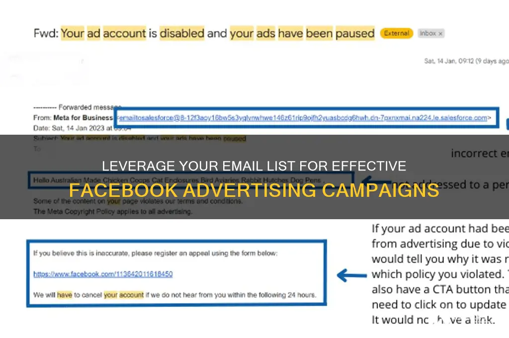 how to advertise on facebook using email list