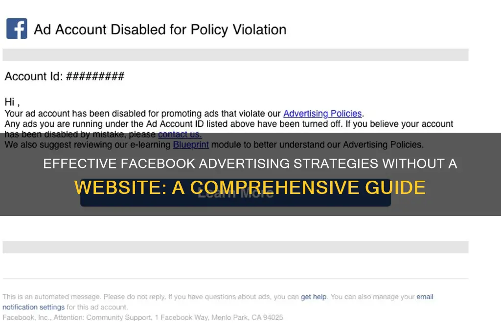 how to advertise on facebook with out a website