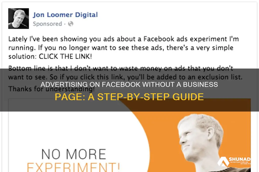 how to advertise on facebook without a business page