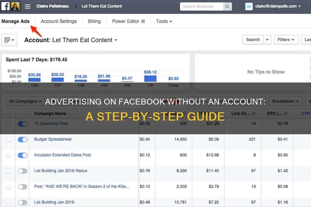 how to advertise on facebook without an account