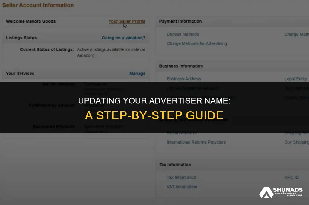 how to change advertiser name