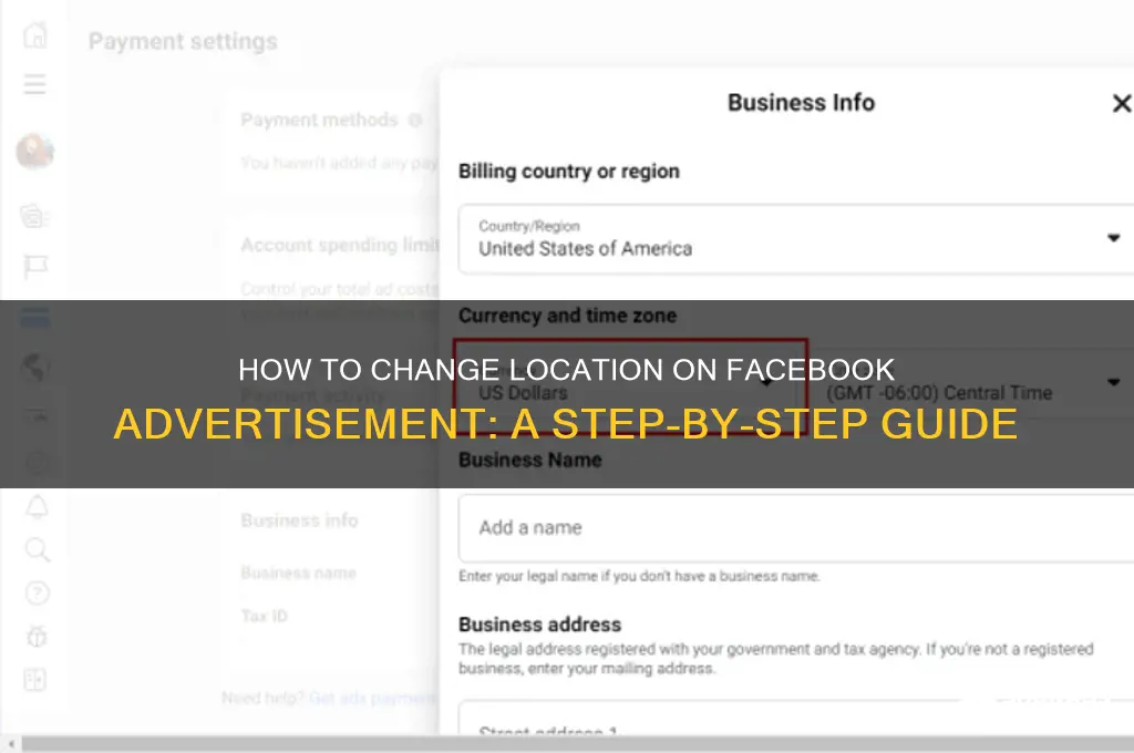 how to change location on facebook advertisment