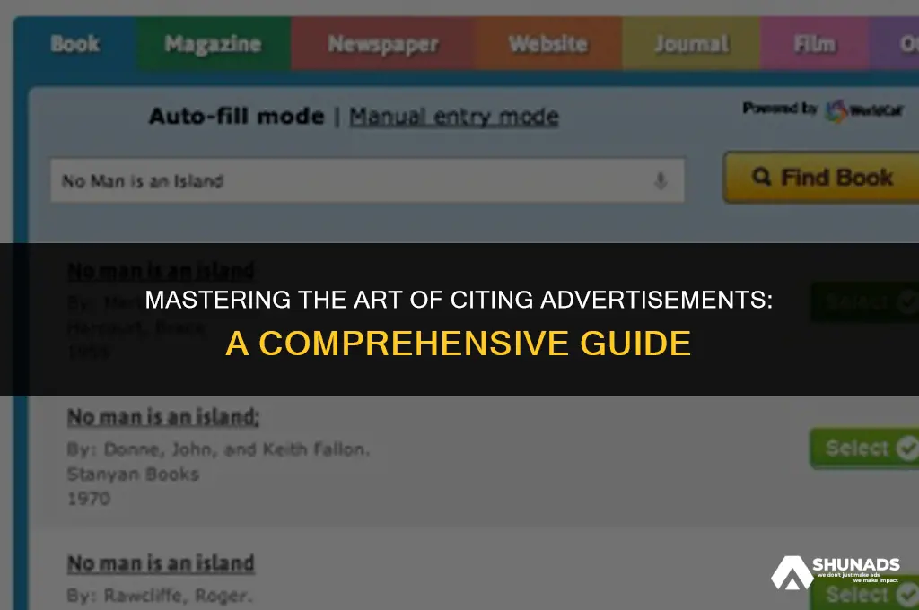how to cite a advertisment