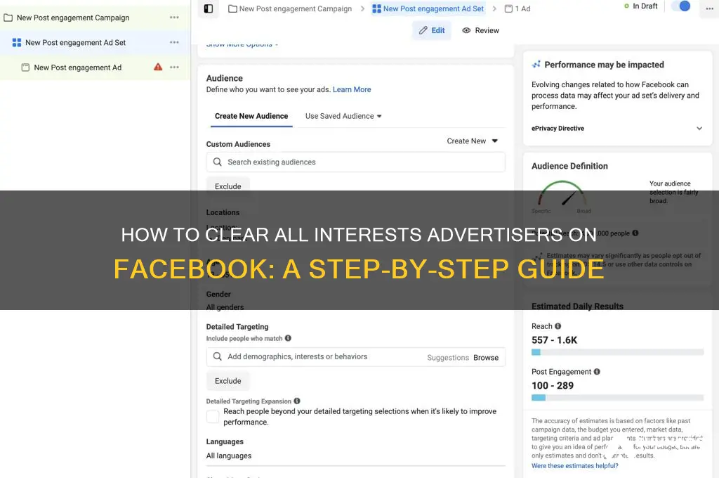how to clear all interests advertisers on facebook