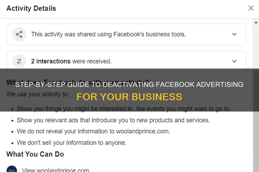 how to deactivate facebook advertising