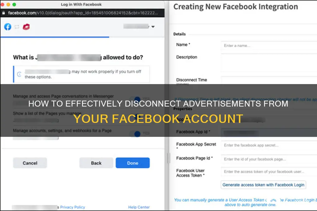 how to disconnect advertisement from facebook