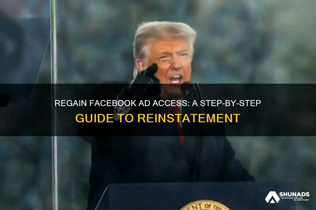 how to get advertising access back facebook