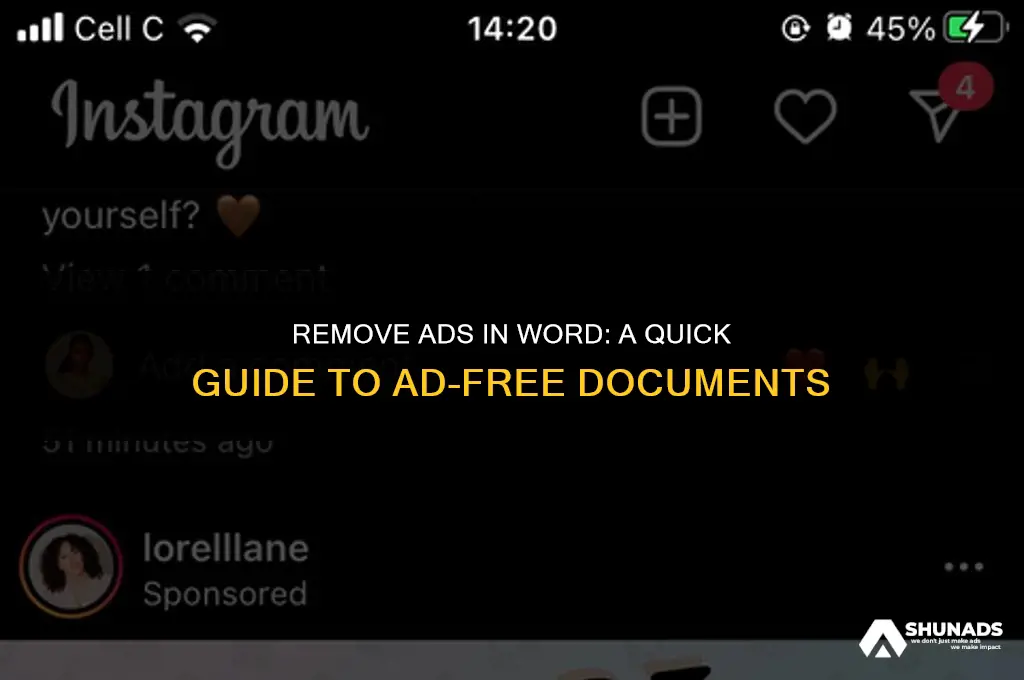 how to get rid of the advertisement space on word