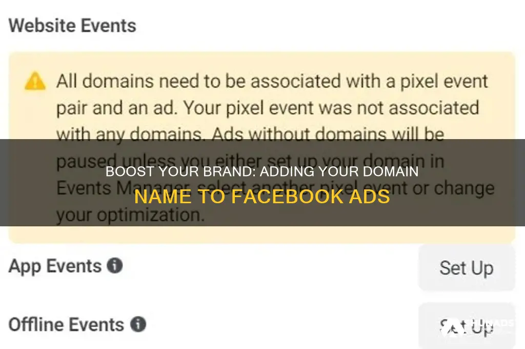 how to put my domain name on facebook to advertise