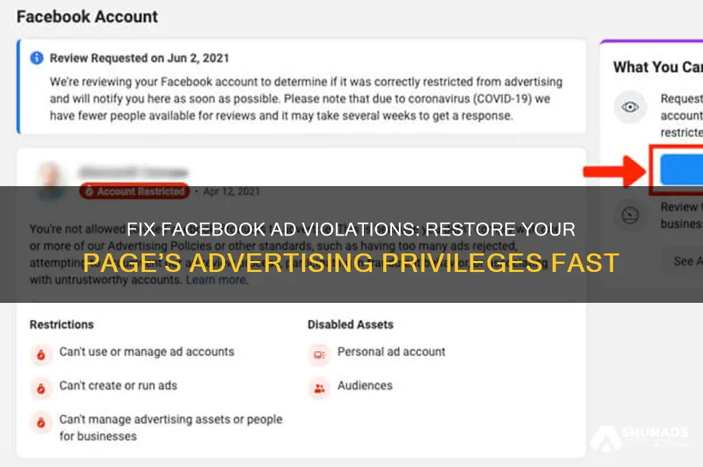 how to remove advertising violation from facebook page