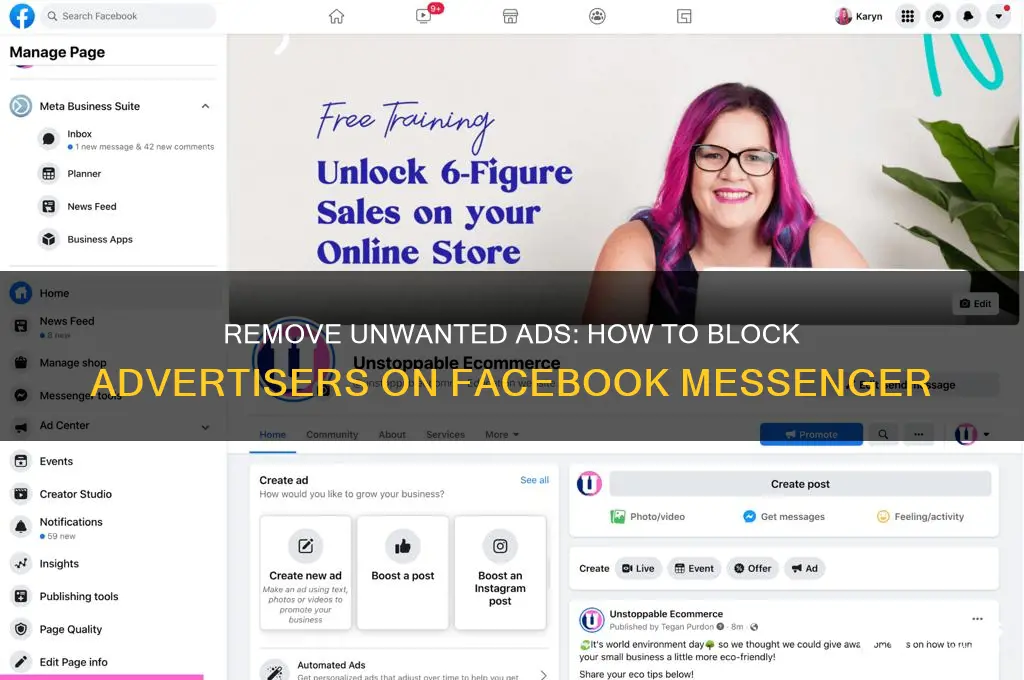 how to remove an advertiser from my messenger on facebook
