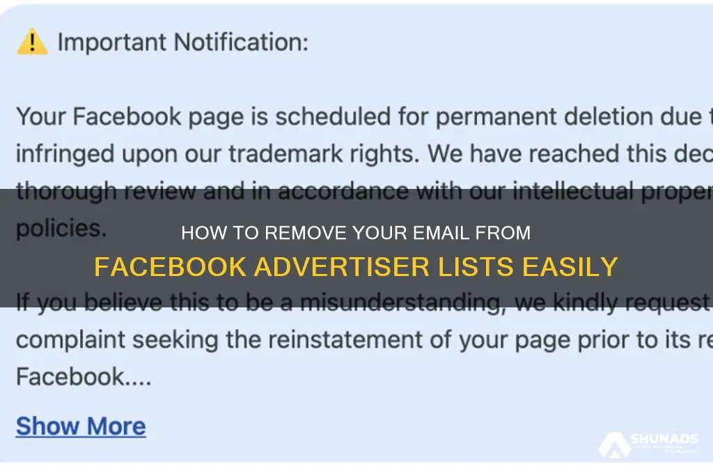 how to remove email from advertiser list on facebook