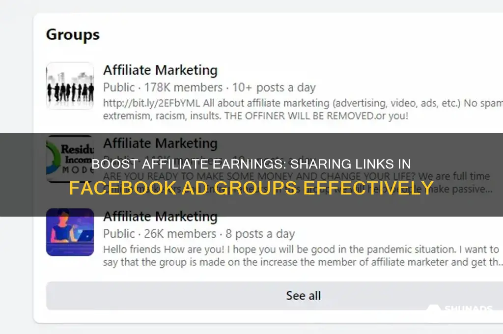 how to share affiliate link on facebook advertisement groups