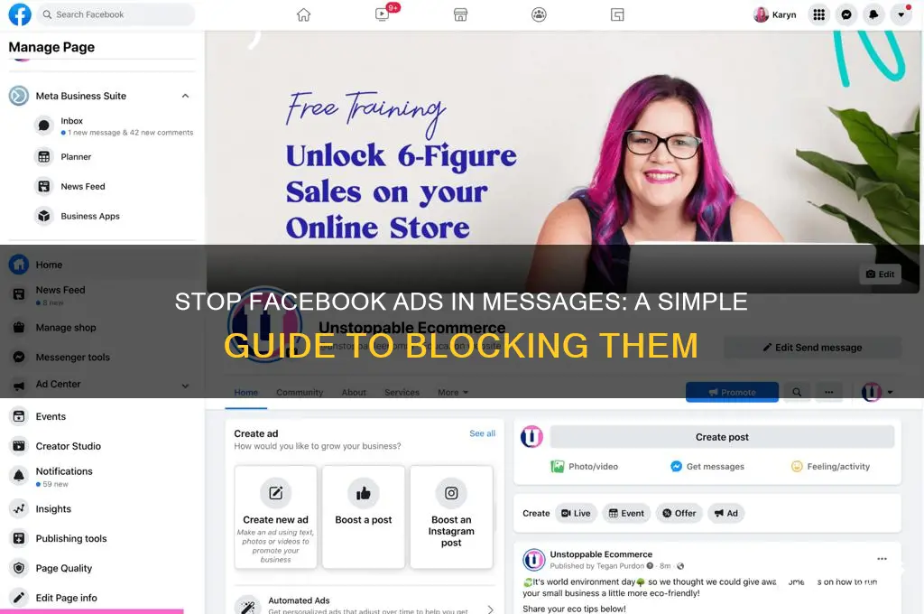 how to stop facebook messages advertising