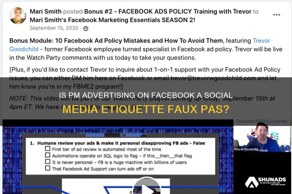 is it bad facebook ettique to pm people to advertise