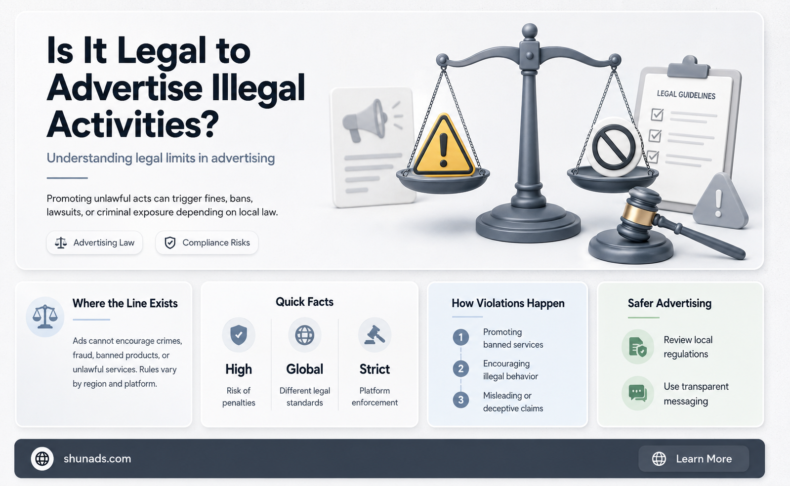 can someone advertise an illegal activity