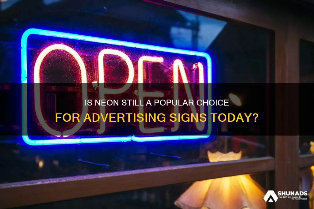 is neon commonly used in advertising signs