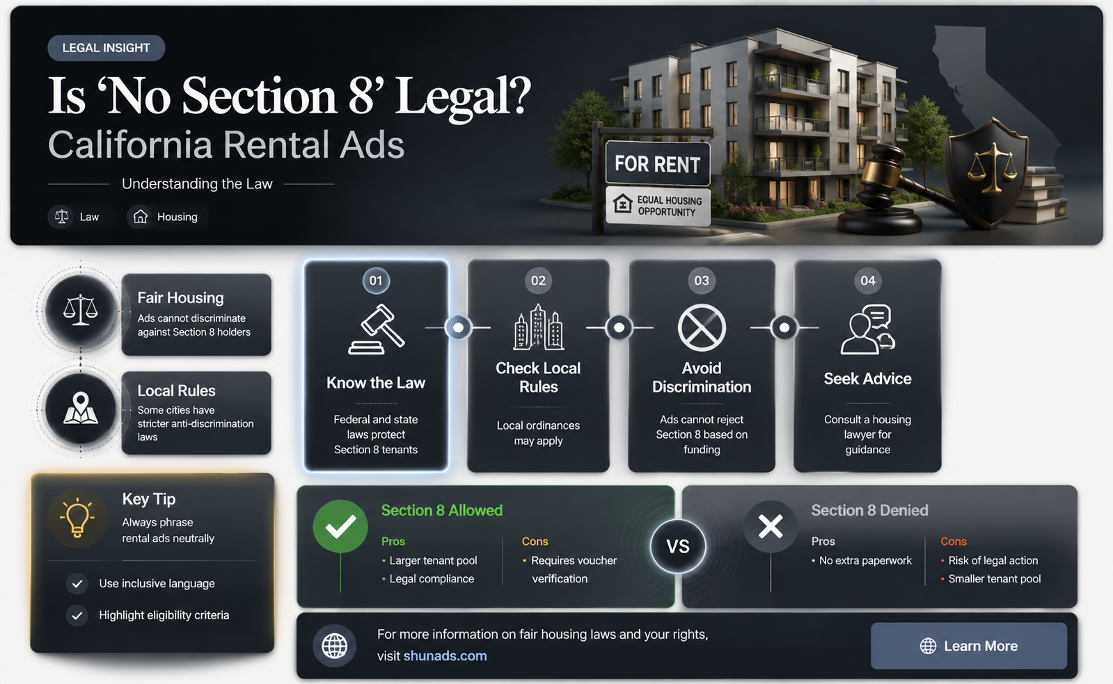 can landlord advertise no section 8 in california