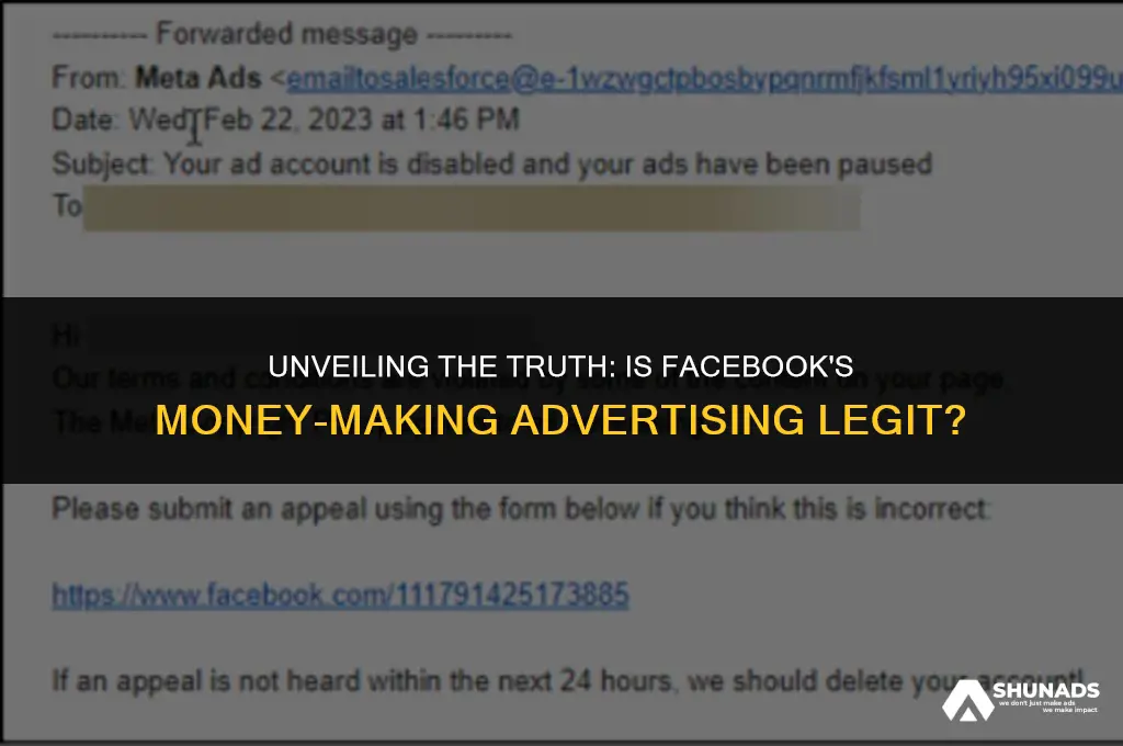 is the faceebook advertising to make money a scam