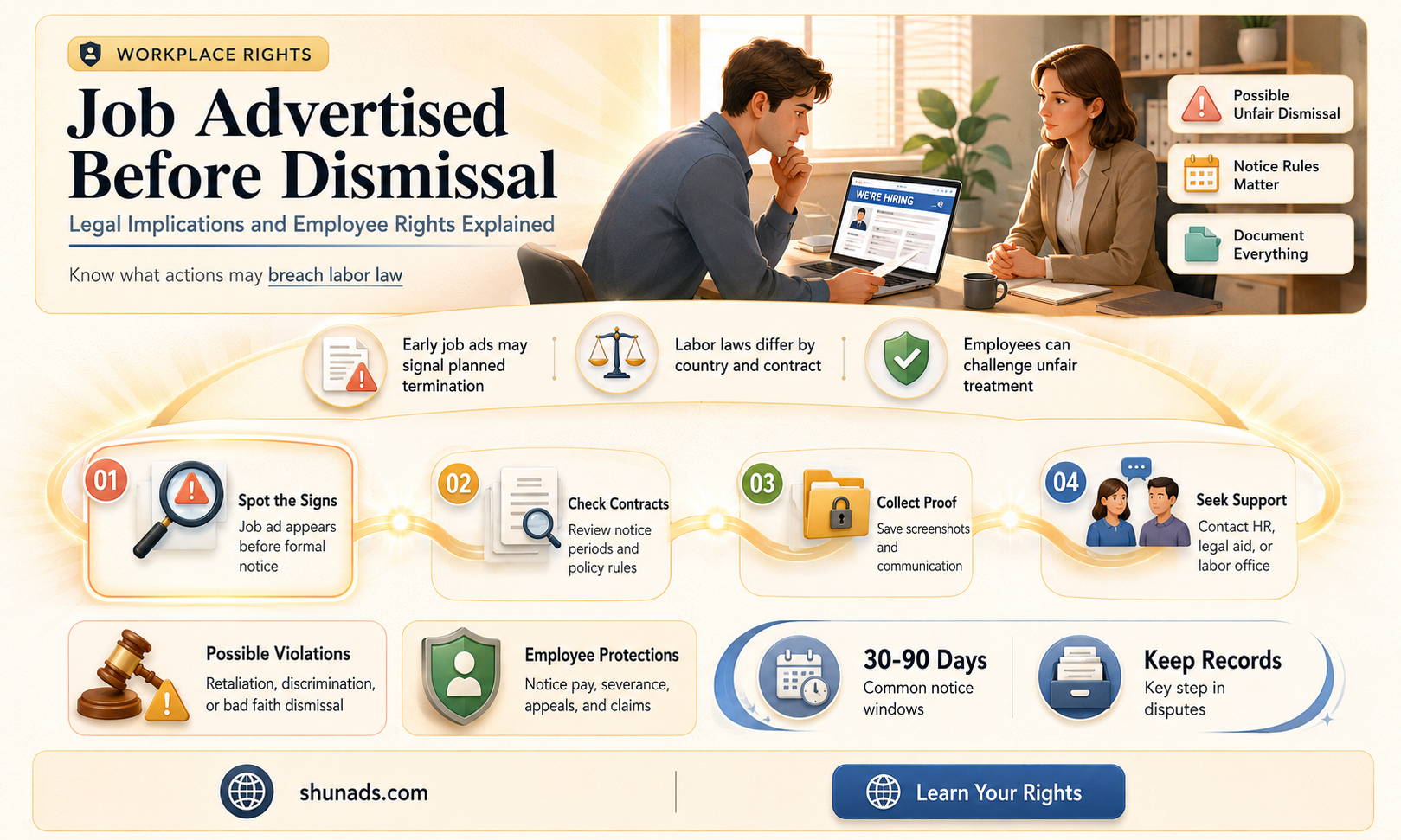 can my job be advertised before i am dismissed