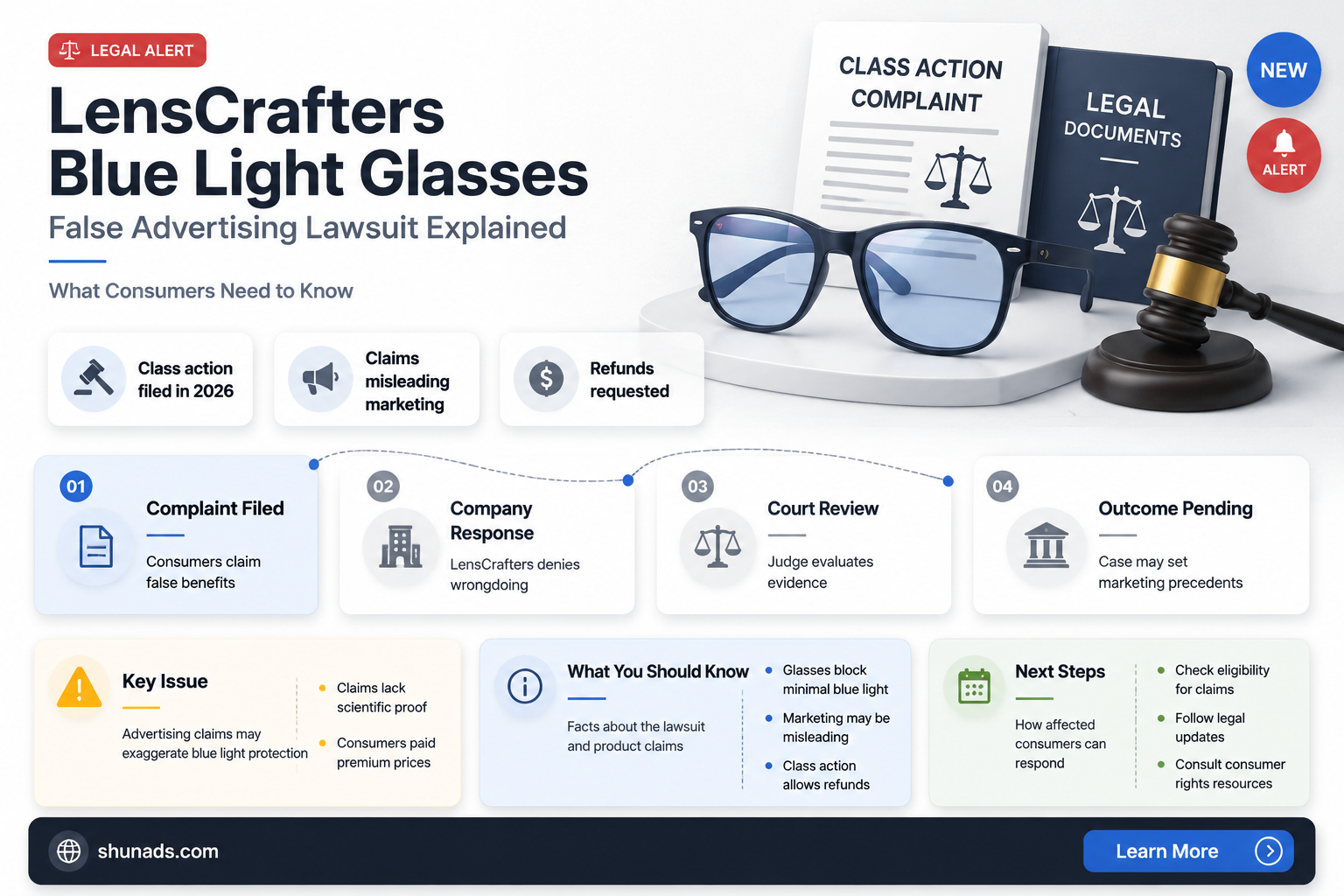 can i sue lenscrafters for false advertising blue light glasses