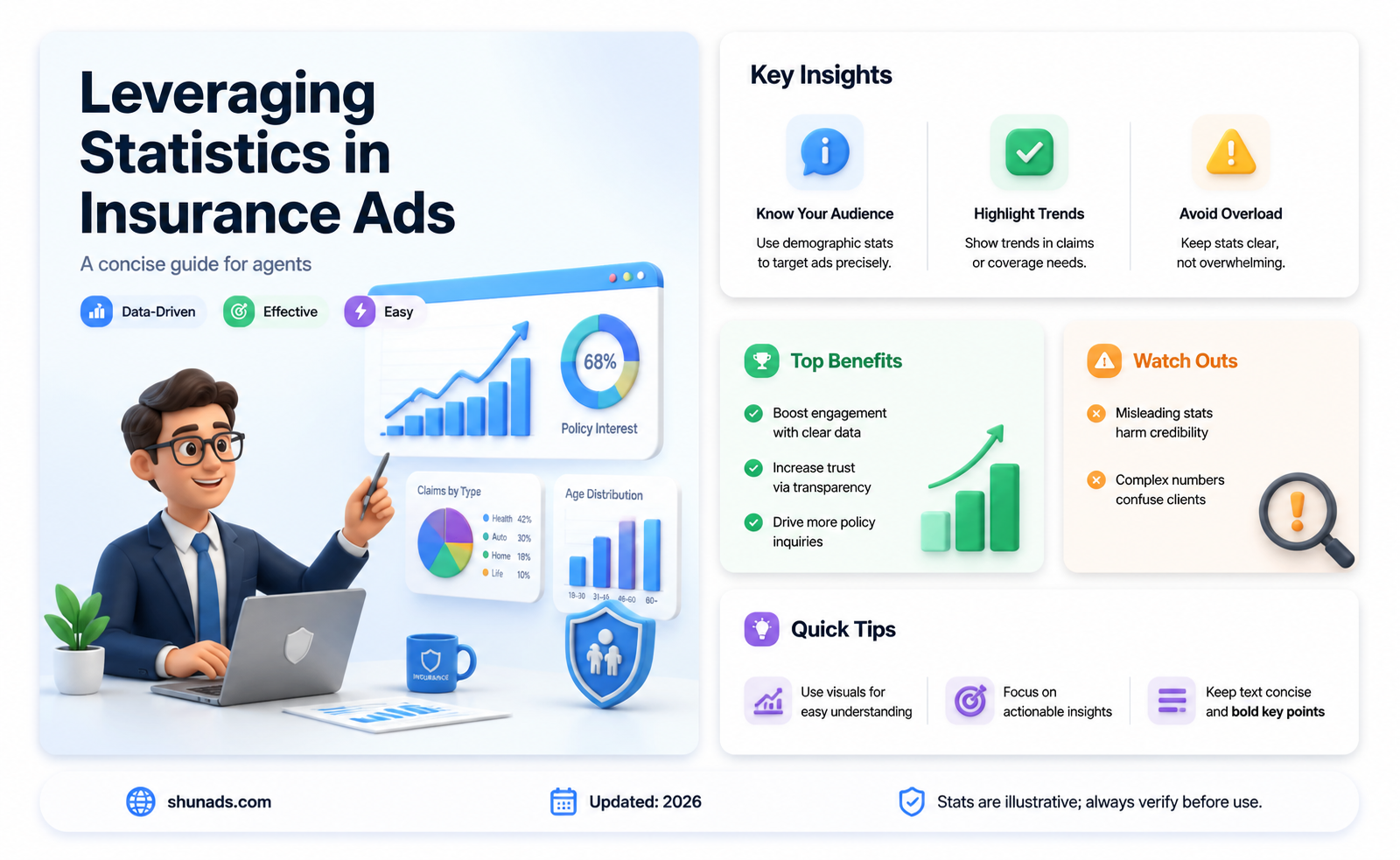 can an insurance agent use statistics in advertising