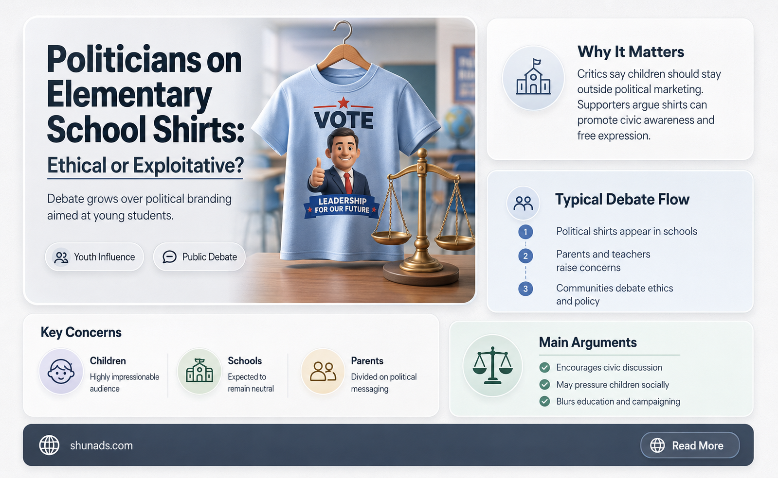 can politicians advertise on a elementary school shirt