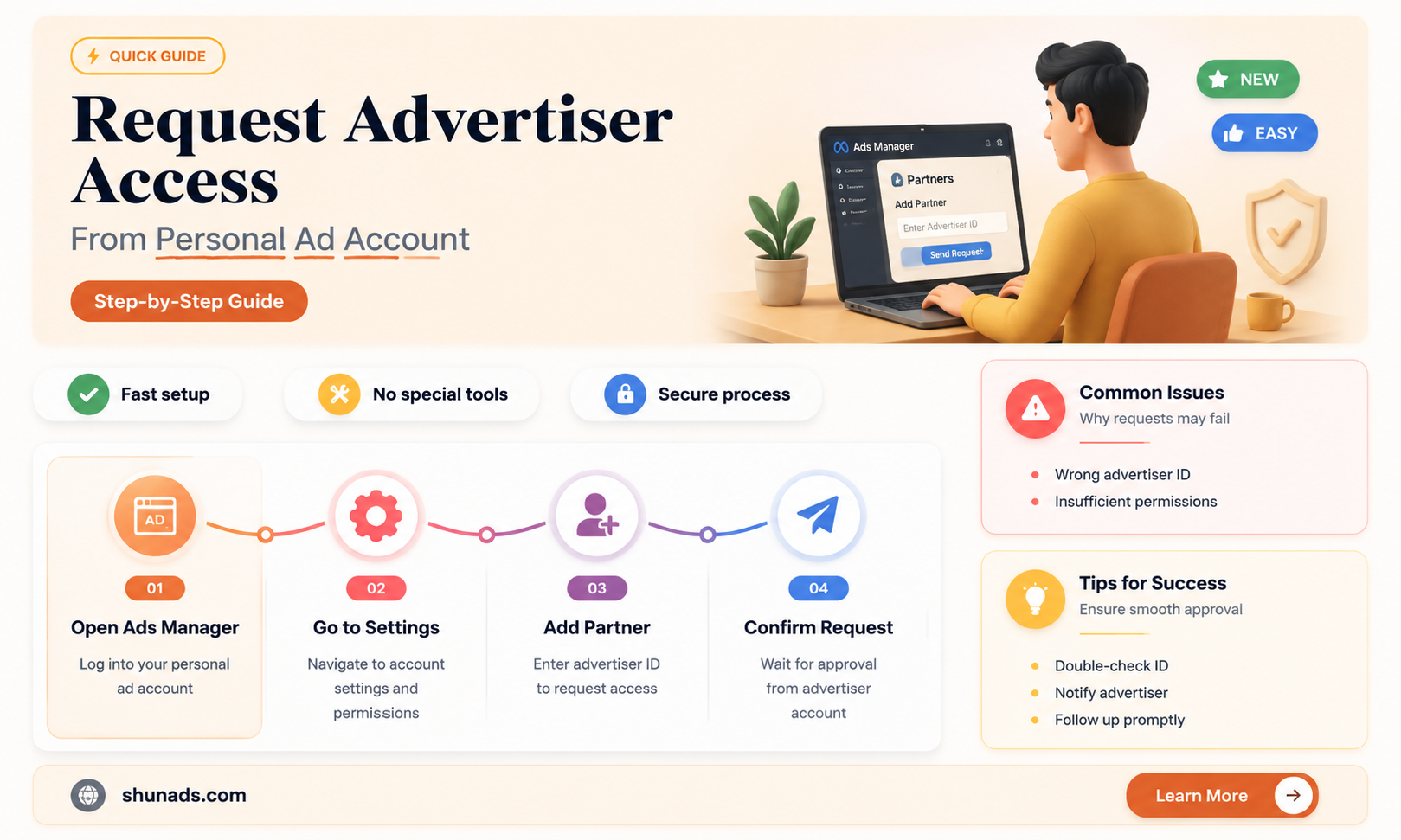 can i request advertiser access from personal ad account