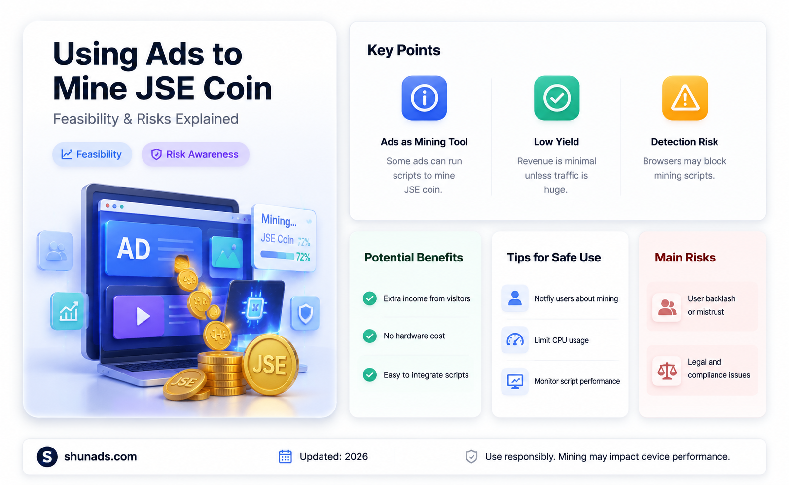 can i use advertisement to mine jse coin