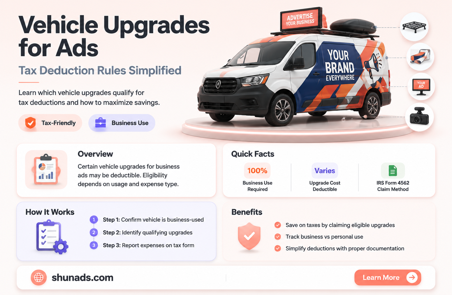can i deduct vehicle upgrdes used for advertising