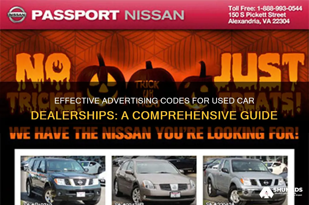 what are the codes for a used car dealership advertising
