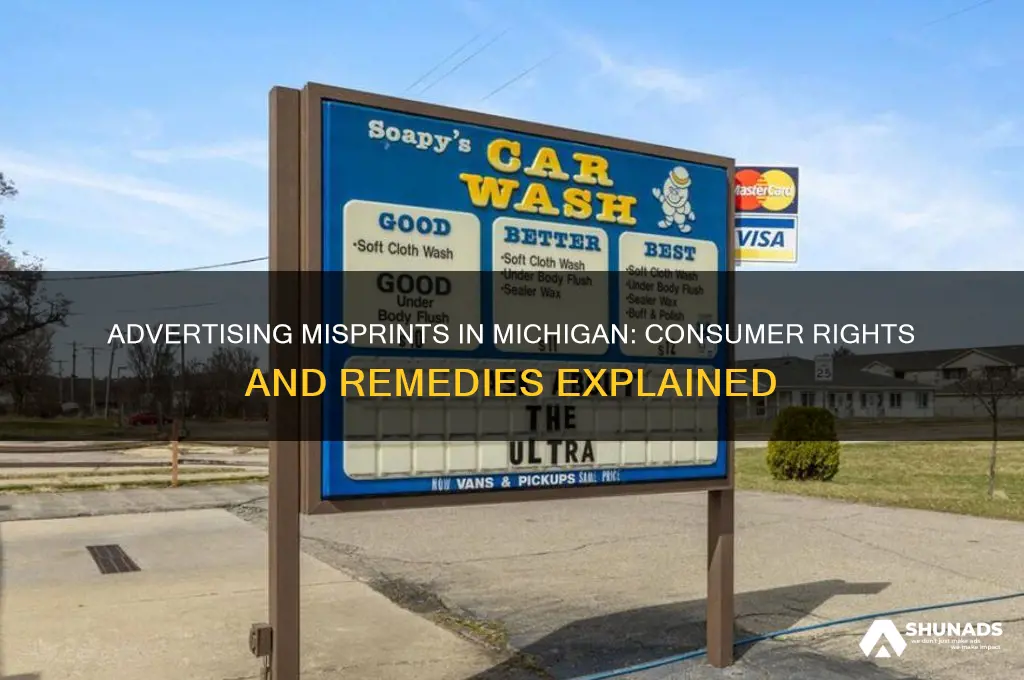 what can a consumer do about advertising misprints michigan
