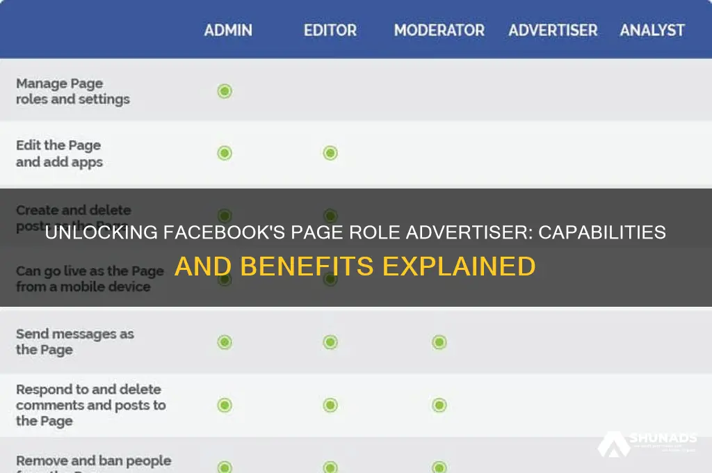 what can page role advertiser do facebook