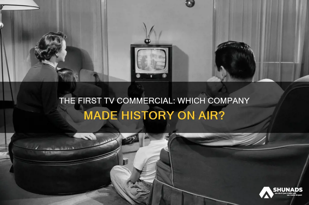 what company was advertised in the first tv commercial