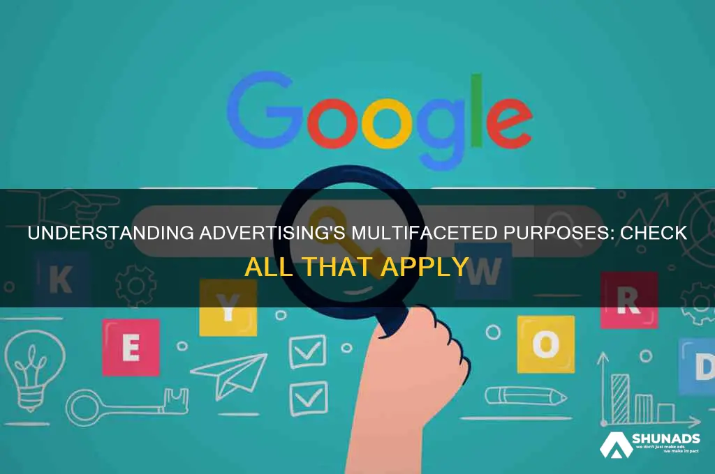 what is advertising used for check all that apply