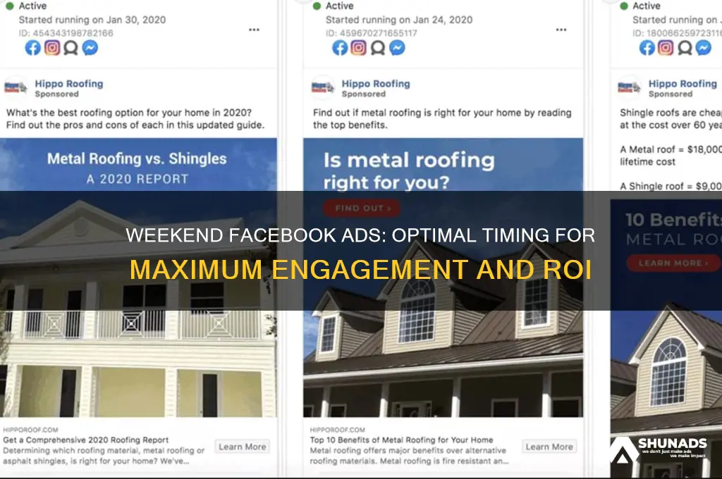 what is best time to advertise on facebook on weekends