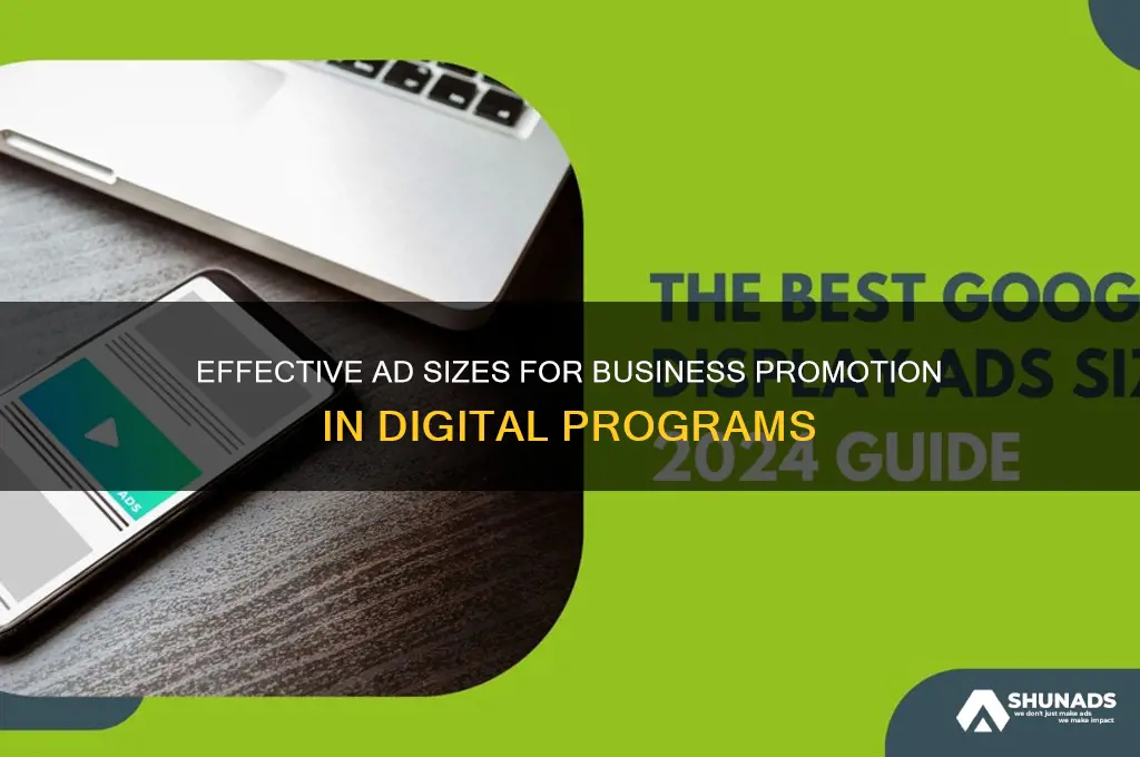 what sizes are the pages in programs to advertise businesses