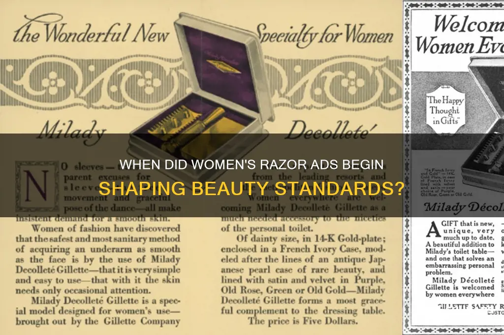 what year did razor companies that are advertised to women