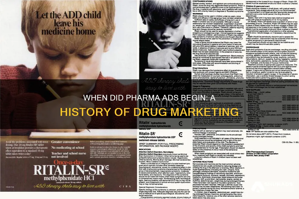 what year did we start allowing pharmacutical companies to advertise