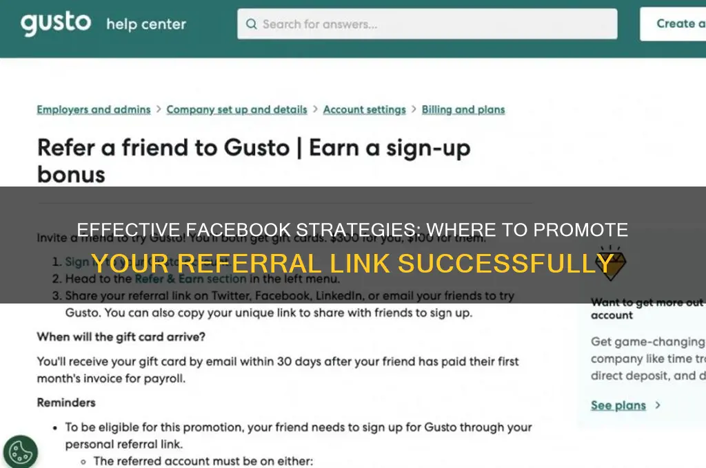 where can i advertise my referral link on facebook