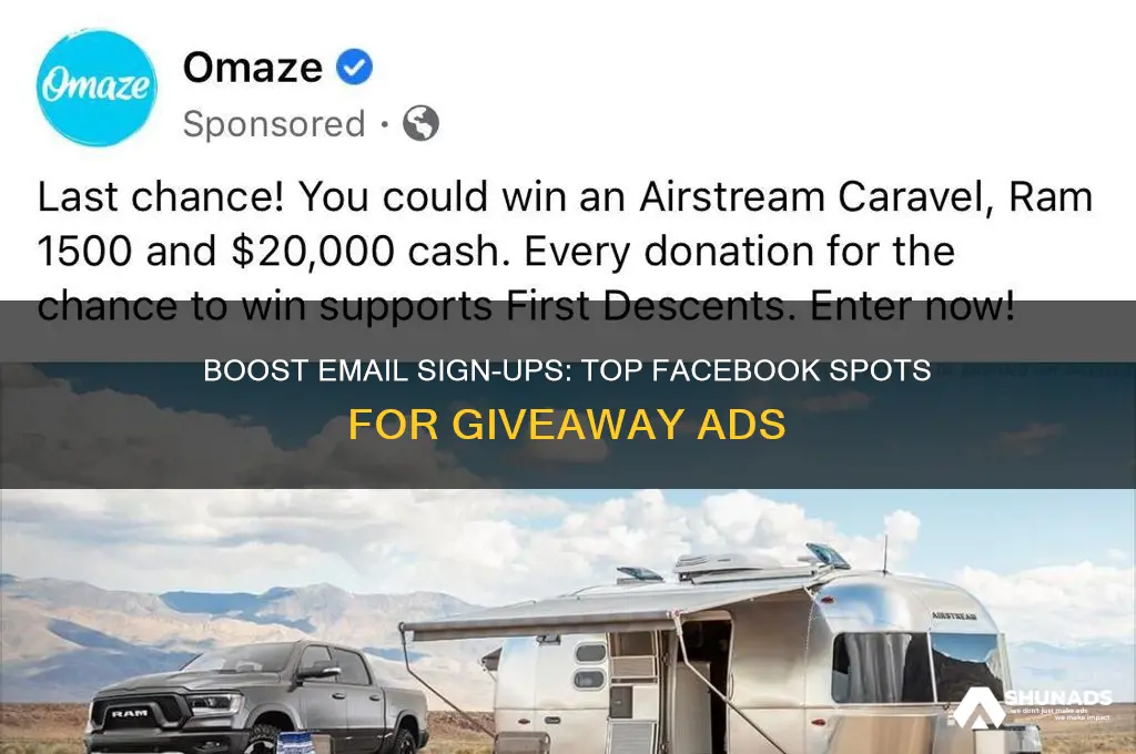 where to advertise email sign ups giveaways on facebook
